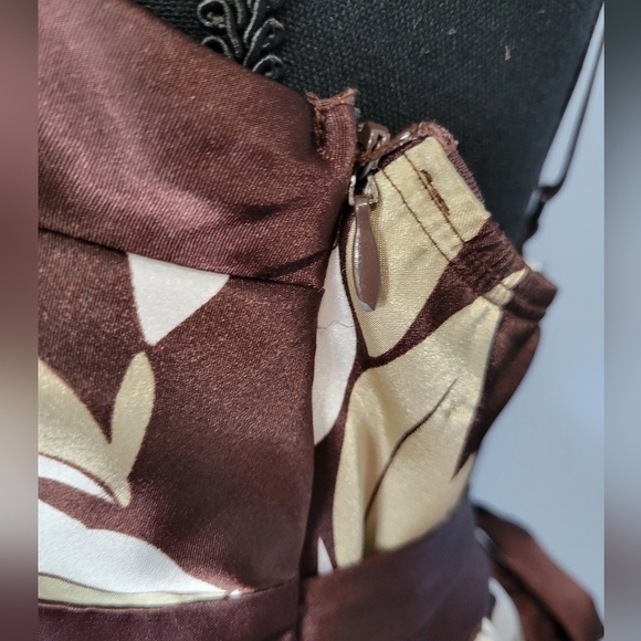 Vntg Heart Soul 90's Floral Print Satin Dress  Small Brown - Picture 4 of 14